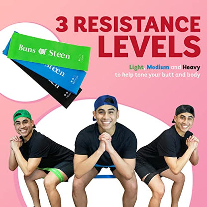 Nicole Steen's Buns of Steen Booty Bands Resistance Loops Exercise Bands Workout Equipment Glute Bands Resistance Band Set of 3 for Glute and Leg Exercise