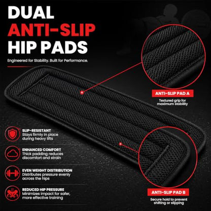 Hip Thrust Belt for Dumbbells Kettlebells & Barbell Plates – Adjustable Neoprene Glute Bridge Belt – Supports 600 LBS – Anti-Slip Hip Pad Workout Equipment for Women Men Home Gym