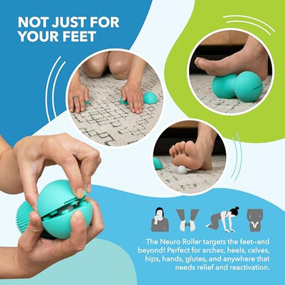 RAD Neuro Roller – Foot Massage Roller for Plantar Fasciitis & Recovery - Silicone, Dual-Texture Design with Built-in Massage Balls for Trigger Point Therapy & Foot Relief - style: Neuro Roller
