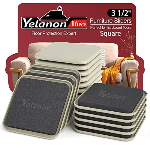 Furniture Sliders - 16 pcs-3 1/2” Square Furniture Sliders for Carpet Furniture Pads Hardwoods Floors, Heavy Duty Furniture Movers Sliders,Furniture Moving Pads, Carpet Protectors - size: 16pcs 3.5"beige