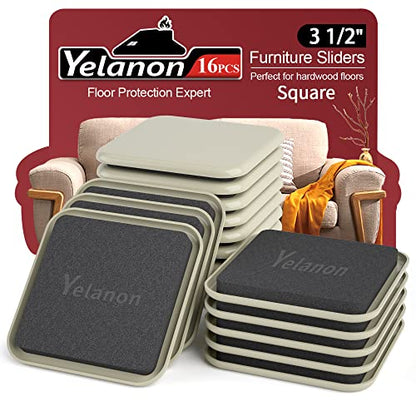 Furniture Sliders - 16 pcs-3 1/2” Square Furniture Sliders for Carpet Furniture Pads Hardwoods Floors, Heavy Duty Furniture Movers Sliders,Furniture Moving Pads, Carpet Protectors - size: 16pcs 3.5"beige