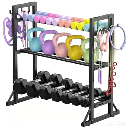 3-Tier Adjustable Dumbbell Rack Stand - Heavy-Duty Carbon Steel Weight Storage Organizer for Home Gym, Easy Assembly, 450 lb Capacity for Dumbbells & Kettlebells