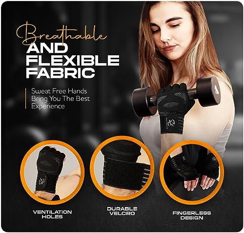 Weight Lifting Gloves for Men & Women – Fingerless Workout Gloves with Non-Slip Grip & Palm Padding for Gym, Training, Cycling & Fitness