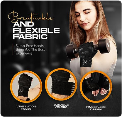 Weight Lifting Gloves for Men & Women – Fingerless Workout Gloves with Non-Slip Grip & Palm Padding for Gym, Training, Cycling & Fitness