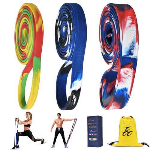 Resistance Band Set, 81.9 Inch Circumference Pull Up Assist Bands with Storage Bag, Camouflage Workout Bands for Powerlifting, Stretching, WOD & Strength Training, Unisex Fitness