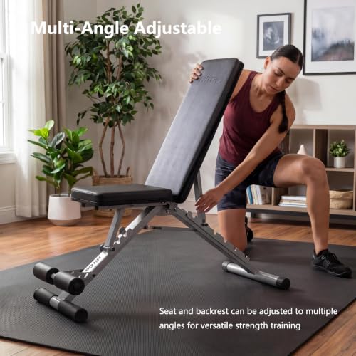 Adjustable Foldable Weight Bench with Flat Incline Decline Positions - color: Pink/Grey