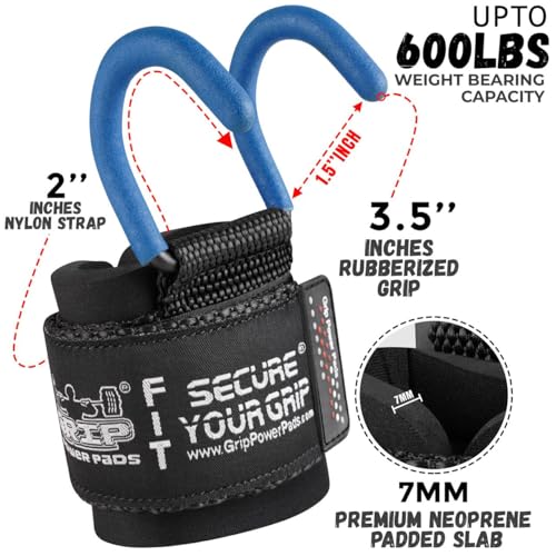 Weight Lifting Rod Hooks Heavy Duty Wrist Wraps Power Weight Lifting Training Gym Grips Straps Set of 2 - color: BLUE, size: WOMEN-Wrist Size Small/Medium