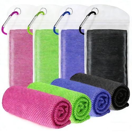 4 Pack Cooling Towels for Neck and Face(40"x12"), Cooling Neck Wraps, Ice Towel for Hot Weather, Soft Breathable Gym Towel, Cool Towel for Workout, Camping, Yoga, Sport, Running - color: Magenta/Green/Black/Royal Blue