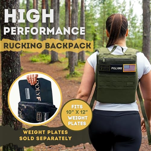 Polyfit Rucking Backpack 2.0 - Weighted Ruck Pack for Weight Plates - Patent Pending Side-Loading Rucksack for Walking, Running, Rucking, Strength and Endurance Training - Black Camo - color: Black Camo