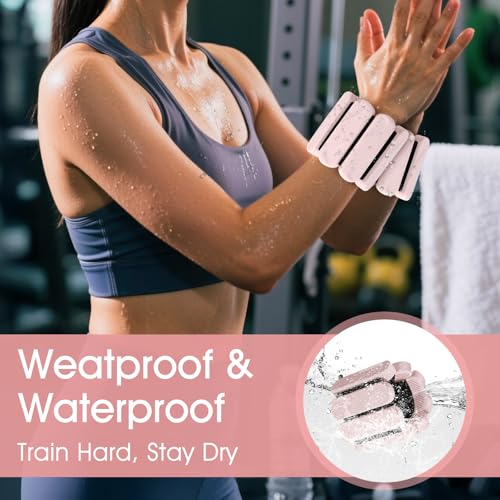 Wrist Weights – Ankle Wrist Weights for Women & Men – Adjustable Weighted Bangles Set (1 lb Each) | Arm and Leg Weights for Yoga, Pilates, Running & Walking - color: Beige