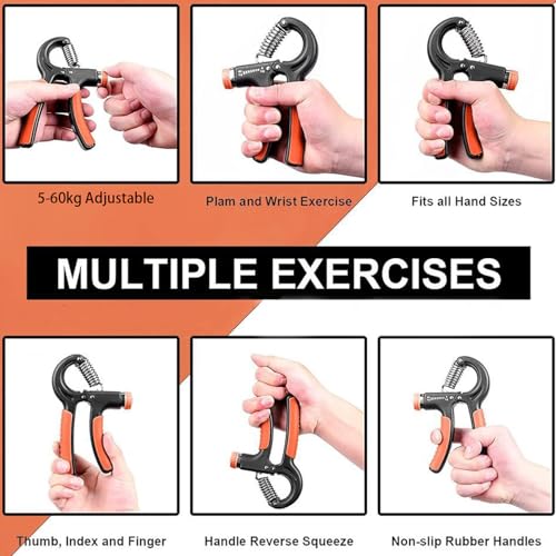 Hand Grip Strengthener 2 Pack Adjustable Resistance 5-60kg (10-130lb) Forearm Wrist Finger Exerciser Grip Strength Trainer Squeezer for Workout