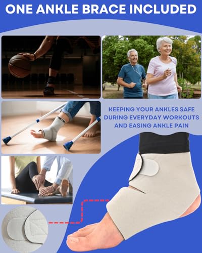 Ankle Strengthener, Single Leg Balance Board for Ankle Rehab, Foot Trainer for Mobility, Foot Stretcher for Sprained Ankle, Balancing Wobble Board, Posture Board, Arch Trainer with Brace