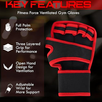 Weight Lifting Gloves with Wrist Wrap Support for Men & Women, Workout Gloves for Gym Training, Full Palm Protection, Anti-Slip Grip, Fitness Gloves for Weightlifting, Pull Ups & Strength Training - size: X-Large