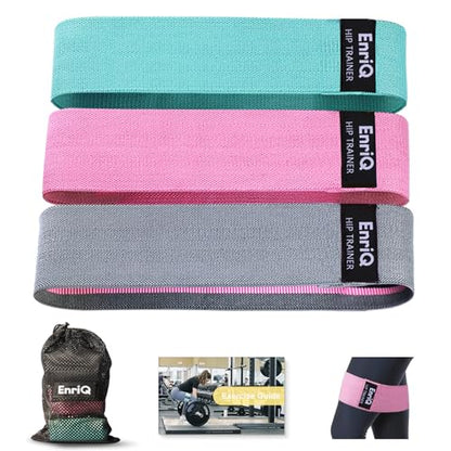 EnriQ Booty Bands Fabric Resistance Bands for Legs and Butt - Non Slip Cloth Hip Bands Elastic Workout Bands - Activate Glutes and Thighs - Made of Premium Elastic Fabric - color: Grey, Pink, Pale turquoise