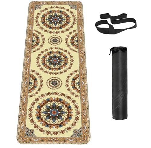 Non Slip Yoga Mat TPE Workout Mat for Men Women, Thick Workout Mat with Carrying Strap, Fitness Mats for Exercise, Yoga, Fitness, Pilates, Floor Workouts (72" x 24" x 6mm) - color: CarpetStyle A