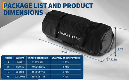 TrailBlaze Adjustable XL Workout Sandbag for Exercise & Fitness – Heavy Duty, Multiple Handles, 125-200 LB Capacity, 4 Unfilled Inner Bags – Perfect for Weight Training, Powerlifting, Yoga, Full-Body