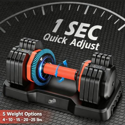 FEIERDUN DB1 QuickDial Adjustable Dumbbell Set, Adjustable Free Weights with Storage Box, 110lb/105lb/50lbs Quick Change for Drop Set, Non-Slip Handles, Weight Set For Home Gym Suit both Men and Women