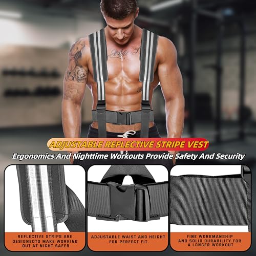 Weight Sled for Training, Heavy Duty 500 LBS Pull Push Sled for Outdoor, Indoor, Football, Durable Steel Weighted Sled, Compatible with 1" & 2" Weight Plate, Frame with Adjustable Reflective Stripe Vest