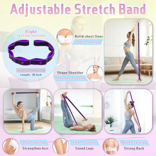 5 Pcs Resistance Bands Set, Foot Pedal Resistance Band with Handles, Workout Elastic Exercise Bands for Ab, Waist, Arm, Leg, Women Fitness Stretch Bands for Pilates, Yoga at Home, Gym