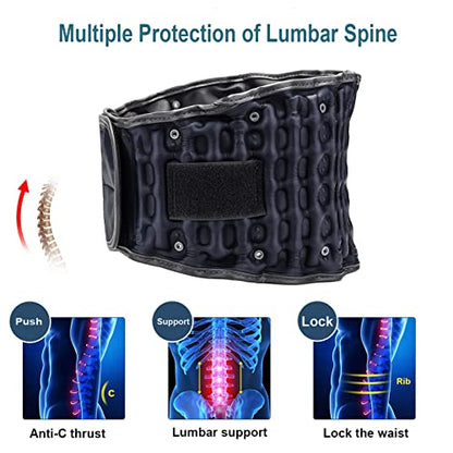 Decompression Back Belt for Pain Relief,Lower Back Traction Device for Women and Men One Size Fits 29-49 inches Waist (Blue)
