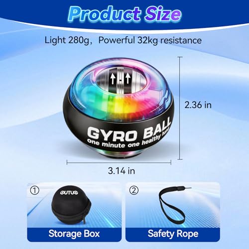 Torque Ball Hand Exerciser, Gyro Ball Wrist Strengthener for Seniors, Spin Grip Strength Trainer, Auto Start Spinner Torqueball with Counter for Forearm Strengthening