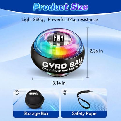 Torque Ball Hand Exerciser, Gyro Ball Wrist Strengthener for Seniors, Spin Grip Strength Trainer, Auto Start Spinner Torqueball with Counter for Forearm Strengthening