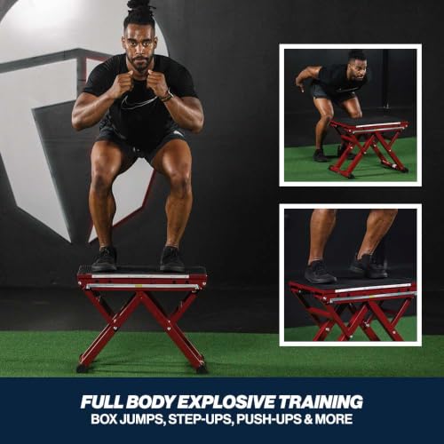 Titan Fitness Adjustable Steel Plyometric Box, 12", 16", 20" & 24" Height Settings, Heavy-Duty Plyo Jump Box for Box Jumps, Step-Ups, Agility, Conditioning & Home Gym Training