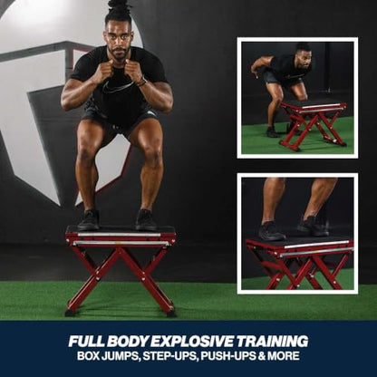 Titan Fitness Adjustable Steel Plyometric Box, 12", 16", 20" & 24" Height Settings, Heavy-Duty Plyo Jump Box for Box Jumps, Step-Ups, Agility, Conditioning & Home Gym Training