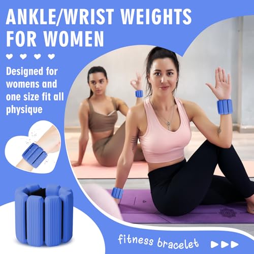 Wrist Weights Set of 2(1Lbs Each), Wearable Wrist Ankle Weights for Women & Men, Adjustable Arm & Leg Weights for Walking, Yoga, Swimming, Gym - color: Blue