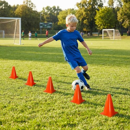 40 Pack Plastic Training Cones, 7 Inch Plastic Soccer Cones, Agility Marker Cone Traffic Cone for Basketball, Football, Skating Drills Practice, Indoor and Outdoor Games