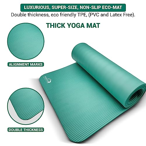 WHITECLOUDZ Yoga kit, 7-Piece Yoga Mat Set for Home Workouts, Thick Yoga Mat, Yoga Blocks, Strap, Yoga Towels & Carrying Bag, Exercise Mat with Yoga Equipment for Women & Men, Enhance Yoga Practice - color: Green