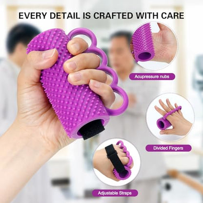 2 PACK Hand Therapy Grip Ball for Hand Contracture & Stroke Arthritis Recovery - Exercise Strengthener for Weak Hands, Carpal Tunnel, Rehabilitation, Post-Surgery, Soft Squeeze Stress Relief Ball for Seniors - size: 2PC