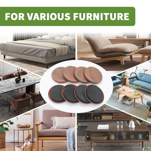 Furniture Sliders for Carpet 16 PCS - 2 1/2" Brown Coffee - size: 16 PCS 2 1/2 inch Brown Coffee