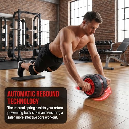 GALPADA Anti-Skid Ab Roller Wheel for Men and Women with Knee Pad Thickened Abdominal Exercise Roller for Core Strength Stomach and Back Workout 7.08X7.08X5.90In