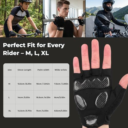 Aegend Half-Finger Cycling Gloves, Anti-Slip Shock-Absorbing Padded Palm, Breathable Mesh for Biking, Fitness and Outdoor Activities (Black) - size: X-Large