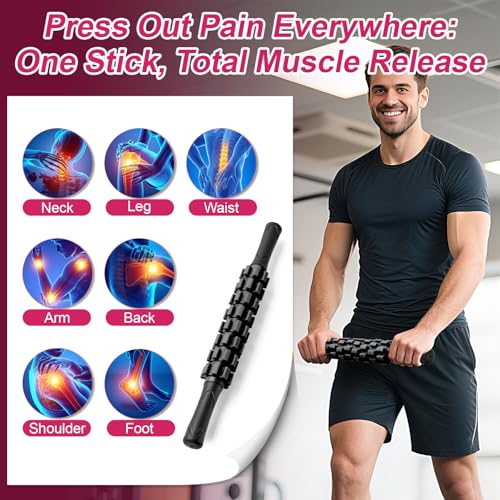 ZanLLW Muscle Roller Stick, Muscle Roller, Liposuction Massage Roller for Lymphatic Drainage, Massager Stick for Relief Muscle Soreness, Trigger Points, Help Exercise Runner Legs, Back Recovery - color: Black