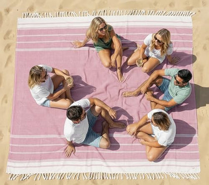 LANE LINEN Beach Blanket Sand Free & Extra Large Beach Towel - Candy Pink - color: 11: Candy Pink, size: Beach Blanket (82" x 82")