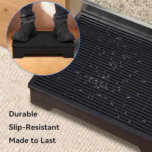 Litter Box Step for Automatic Litter Boxes, Double-Layer Litter Trapper Step Platform, Adjustable 3.5" & 6", Non-Slip 16.5" x 12.6" Cat Litter Step Ramp for Senior Cats & Kittens