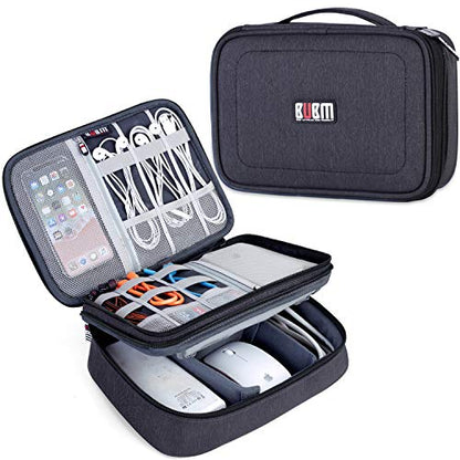 BUBM Electronic Organizer, Double Layer Travel Gear Bag for Cables, Plugs, Flash Hard Drive, Power Bank and More--a Sleeve Pouch for iPad (Large, Black) - size: Large-For 9.7" iPad or Tablet