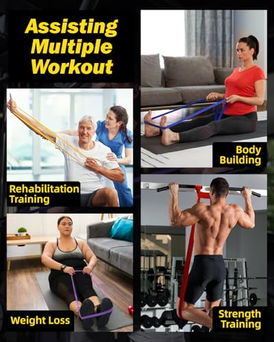 Zacro Resistance Bands Set with Door Anchor, Heavy Duty Pull Up Exercise Bands for Working Out, Muscle Power Strength Training, Physical Therapy, Home Fitness Gym Equipment for Men & Women