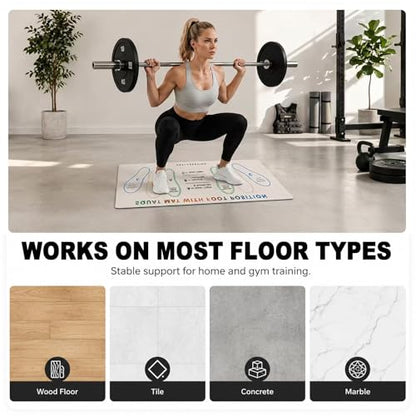 Squat Mat with Foot Position,Non-Slip Workout Mat for Squats & Leg Exercises, Improves Muscle Activation & Knee Support, Home Gym Fitness Mat,30 * 13.8"inch Squat Pad - color: Beige