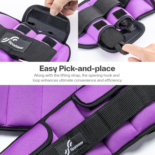 Sportneer Adjustable Ankle Weights for Women & Men, Leg Weights Set with Removable Weights, Upgraded with Handles for Easy Adjustment, Comfortable & Secure for Walking, Pilates, Workout