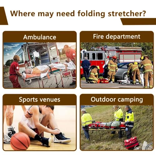 EMS Medical Scoop Stretcher, Lightweight Folding Rescue Stretcher with Safety Straps, 350 Lb Capacity Patient Transfer Board for Emergency Response