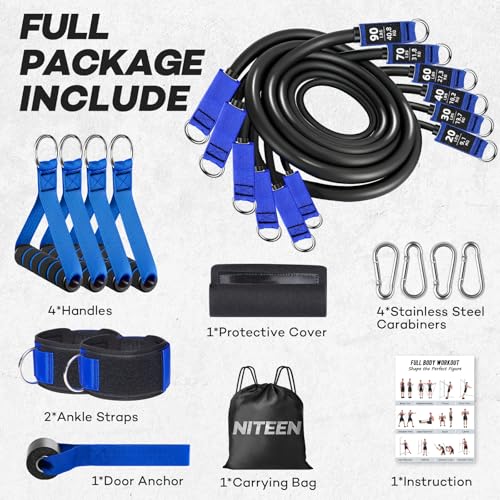 Heavy Resistance Bands for Working Out, NITEEN Resistance Bands with Handles Weight Exercise Bands for Men Women, Workout Bands with Door Anchor and Ankle Straps Strength Training Equipment - size: 310lbs