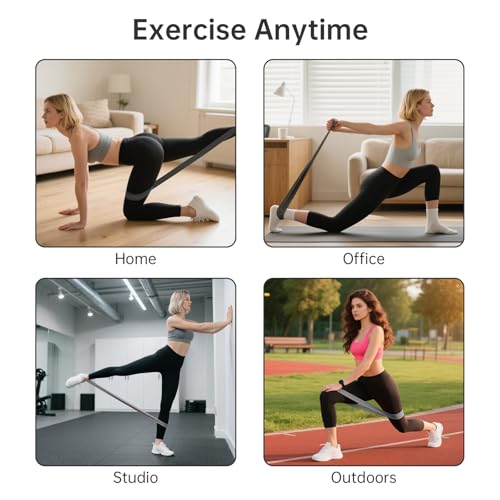 Fabric Resistance Bands - 3-Pack Set, Long Cloth Exercise Bands for Home Workout Strength Training, Yoga & Pilates | with Storage Bag - color: Light Gray,Dark Gray,Black
