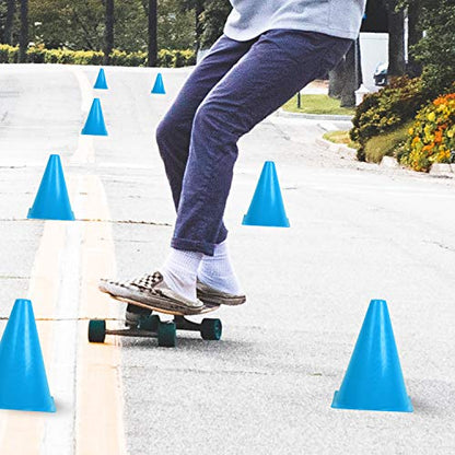 30 Pack 7 Inches Sports Training Cones, Blue Traffic Cones with Rounded Edges for Safety, Soccer, Football, Basketball Coaching, Agility, Drill Training, Field Marker Cones