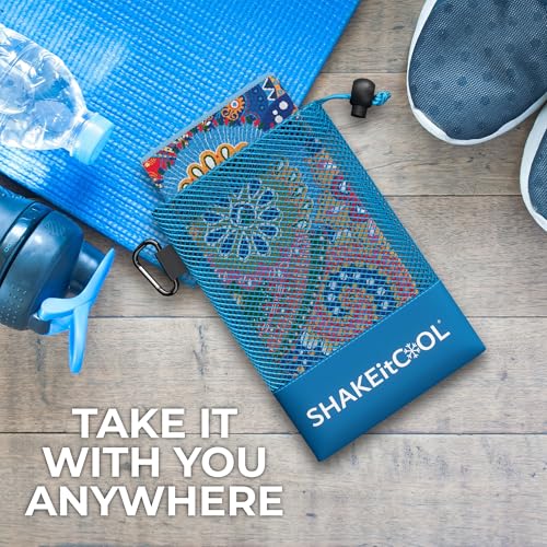 Extended Size Cooling Towel – Be Cool in Style - Heat Relief, Soft, Lightweight, Sun Protection, Easy Clean - Perfect for Biking, Hiking, Running, Yoga, Golf, Gardening - Bright Paisley M - color: Bright Paisley