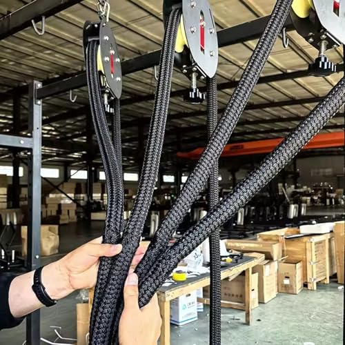 Endless Rope Trainer, Suspension Resistance Trainer Machine with Adjustable Resistance, 14 Ft Closed-Loop Nylon Rope, Pulley System for Home Gym Interval Resistance - color: Red