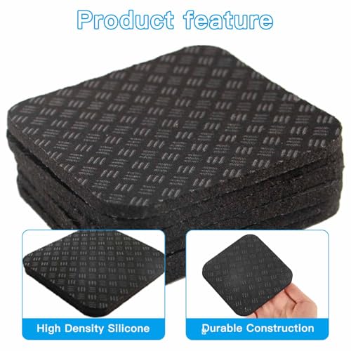 Non-Slip Treadmill Mat Pads, 4x4 Inch High Density Silicone Exercise Equipment Mat - Double-Sided Anti Vibration Pad for Treadmill, Walking Pad, Exercise Bike, Floor Protection