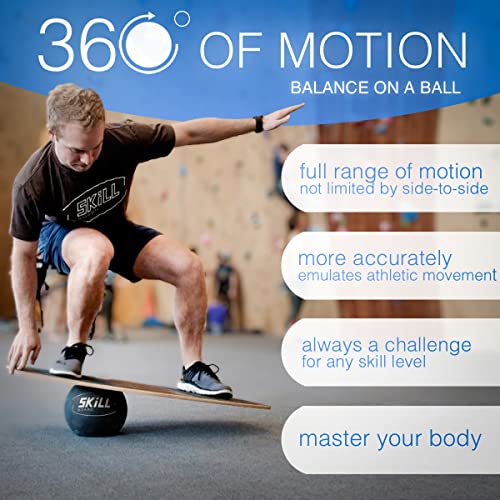 The Skill Board Beginner to Pro - Wooden Balance Board for Adults Bundle - Incl. Balance Trainer for All Sports, Gym, Standing Desk, or Yard Games, 2x Fitness Balls, Ball Pump and more - size: Original